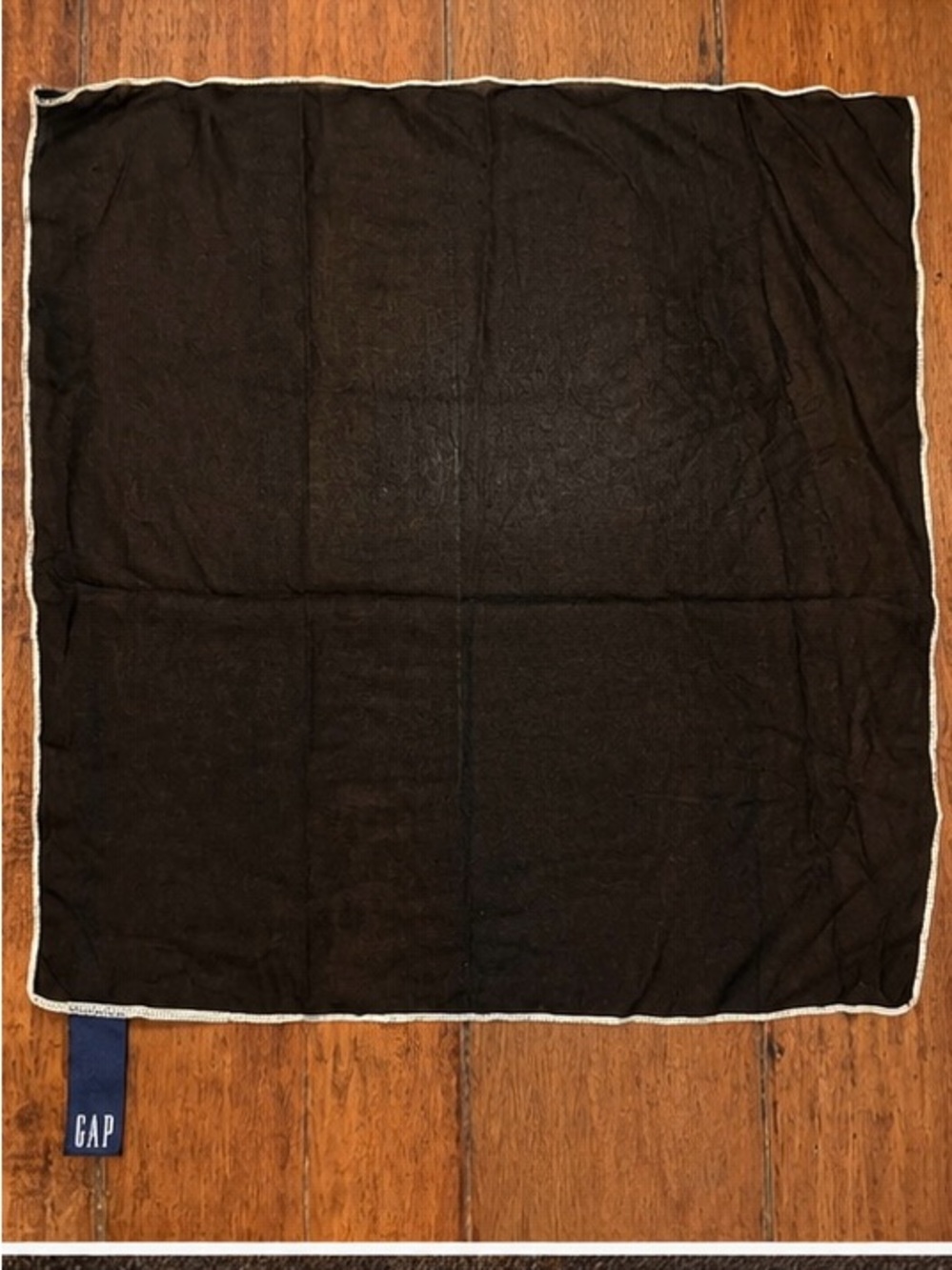 GAP Black Handkerchief with White Edge and Navy Logo Tag